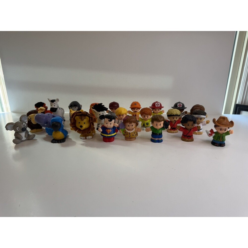 Fisher-Price Little People Lot of 25 Mixed Figures - Animals, Heroes, Community